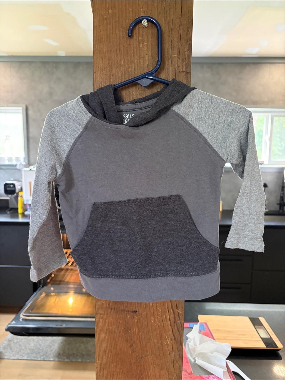 Falls Creek Kids' Gray & Charcoal Hooded Raglan Sweatshirt